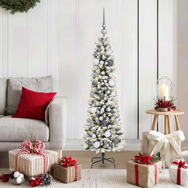 vidaXL Umelý vianočný stromček Biela 150 cm PVC, kov a plast