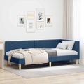 vidaXL Rohový rám postele Modrá 100 cm x 200 cm Tkanina a preglejka