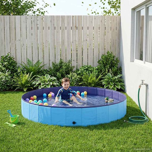 vidaXL Detský bazén Modrá Ø200 x 30 cm Hrubý PVC a konštruované drevo