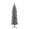 vidaXL Umelý chudý vianočný strom Zelená a biela 150 cm