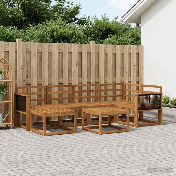 vidaXL Záhradná súprava gaučov 7 pcs Prírodná Pevné akáciové drevo