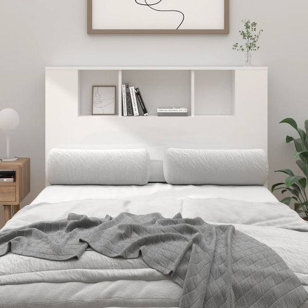 vidaXL Čelo postele so skrinkou lesklé biele 120x18,5x102,5 cm