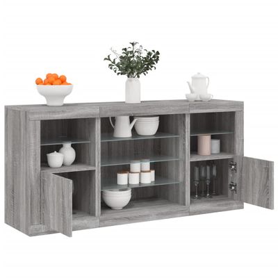 vidaXL Komoda s LED svetlami sivá sonoma 142,5x37x67 cm
