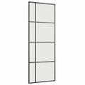 vidaXL Posuvné dvere s kovaním čierne 76x205 cm ESG sklo