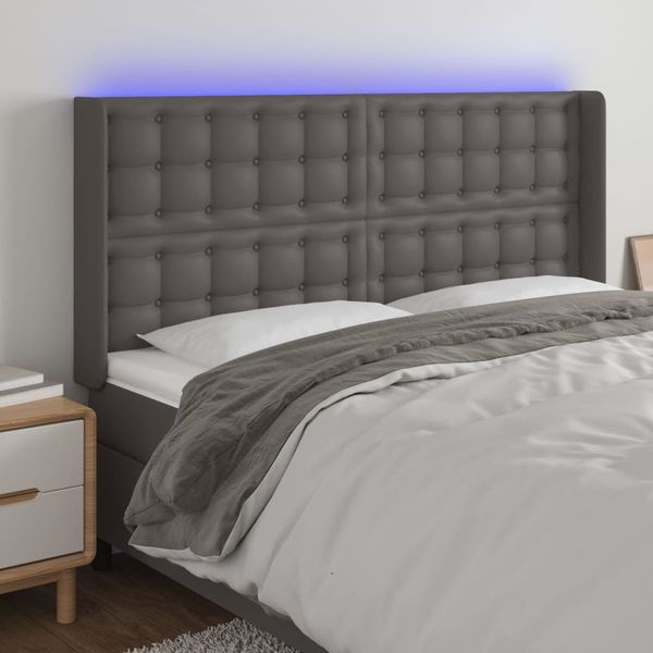 VidaXL Čelo postele sivé 183x16x118/128 cm umelá koža