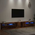 vidaXL TV skrinka s LED svetlami, staré drevo, 300x35x40 cm, umelé drevo