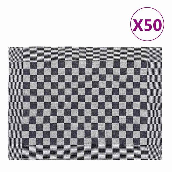 vidaXL Kuchynské utierky 50 ks čierno-biele 50x70 cm bavlna