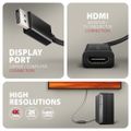 AXAGON RVD-HI20N, DisplayPort -> HDMI 2.0b redukcia / adaptér, 4K/60Hz Adaptér, DisplayPort 1.2a (M) na HDMI 2.0b (F), 4K/60Hz, HDCP 2.2, 0,15m, čierny