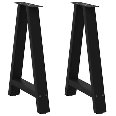 vidaXL Nohy k jedálenskému stolu v tvare A, 2 ks, čierne, 50 x (72-73) cm, oceľové