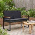 vidaXL Vonkajšia lavička 2 -Seater 107 x 61 x 80 cm polyratan Čierna