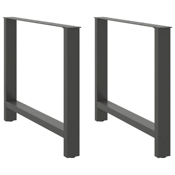 vidaXL Nohy k jedálenskému stolu, antracitové, 2 ks, 100 x (72-73) cm, oceľové
