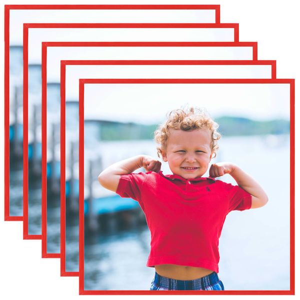 vidaXL Fotorámiky na stenu alebo stôl 5 ks červené 30x30 cm MDF