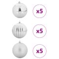 vidaXL Vianočná guľa sada XL 15 ks Strieborná Ø 10 cm Plast