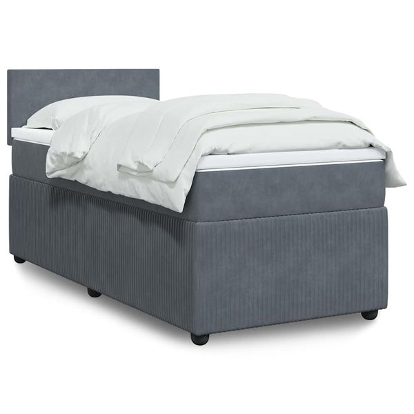 vidaXL Posteľný rám boxspring s matracom tmavosivý 80x200 cm zamat