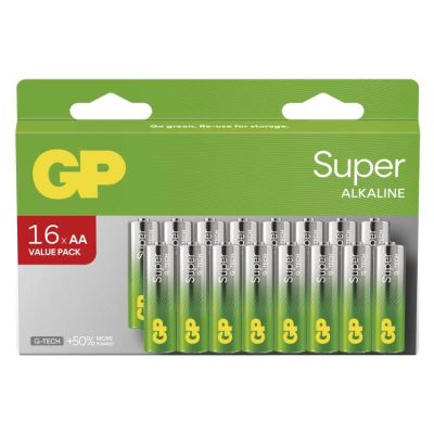 Alkalická batéria GP Super LR6 (AA), 16 ks