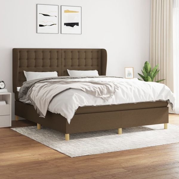 vidaXL Boxspring posteľ s matracom tmavohnedá 160x200 cm látka