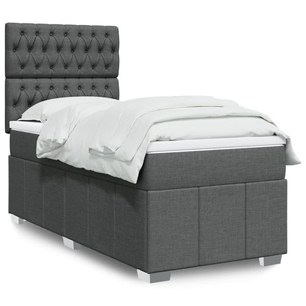 vidaXL Boxspring posteľ s matracom tmavosivá 100x200 cm látka