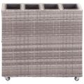 vidaXL Vyvýšený záhradný záhon+4 nádoby 80x22x79 cm, polyratan, sivý