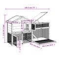 vidaXL Králikáreň sivá 185,5x60,5x109,5 cm masívna borovica