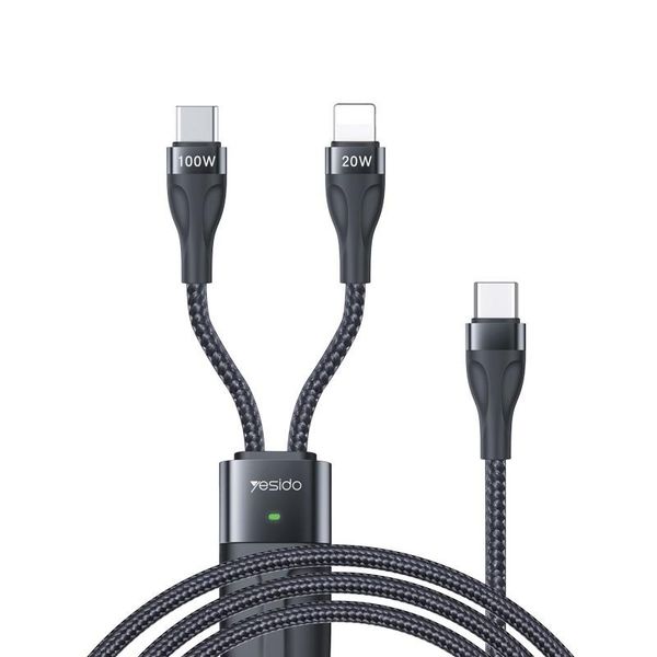 YESIDO CABLE CA87 100W TYPE-C/2IN1 1,4m 3,5A čierny