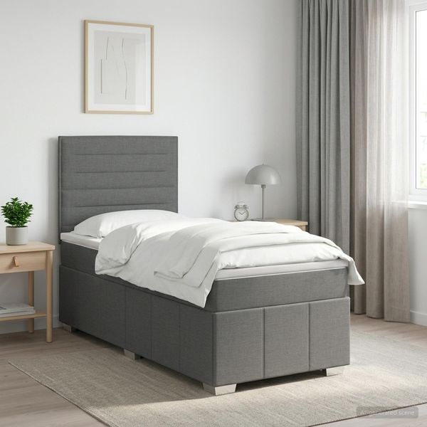 vidaXL Posteľ boxspring s matracom Tmavosivá 100 x 200 cm Látka