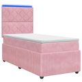 vidaXL LED boxspring posteľ s matracom Ružová 90 x 190 cm Zamat