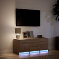 vidaXL TV stolík s LED hnedý dub 97x34x40 cm kompozitné drevo