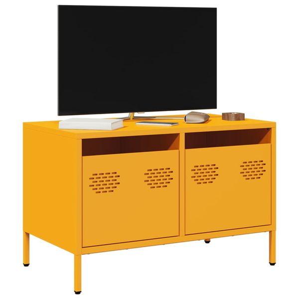 vidaXL TV skrinka horčicovožltá 68x39x43,5cm oceľ valcovaná za studena