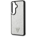 Puzdro Guess Fixed Glitter Triangle MagSafe pre Samsung Galaxy S26 strieborné