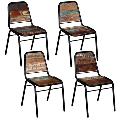vidaXL Jedálenské stoličky 4 ks recyklovaný masív