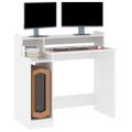 vidaXL Stôl s LED svetlami, biely 97x45x90 cm, kompozitné drevo