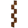 vidaXL Nástenný rohový regál, tmavý dub 19x19x123 cm, kompozitné drevo