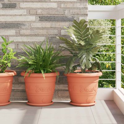 vidaXL Kvetináče 6 pcs Tehlovo červená Ø 34 x 28 cm Plast