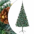 vidaXL Umelý vianočný stromček s 300 LED-i Zelená 210 cm PVC a oceľ