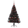 vidaXL Umelý predsvietený vianočný stromček Čierna 120 cm PVC