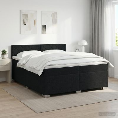 vidaXL Posteľ boxspring s matracom Čierna 200 x 200 cm Látka