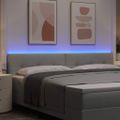 vidaXL LED hlavová doska s LED pásikmi Svetlosivá 200 cm Zamat