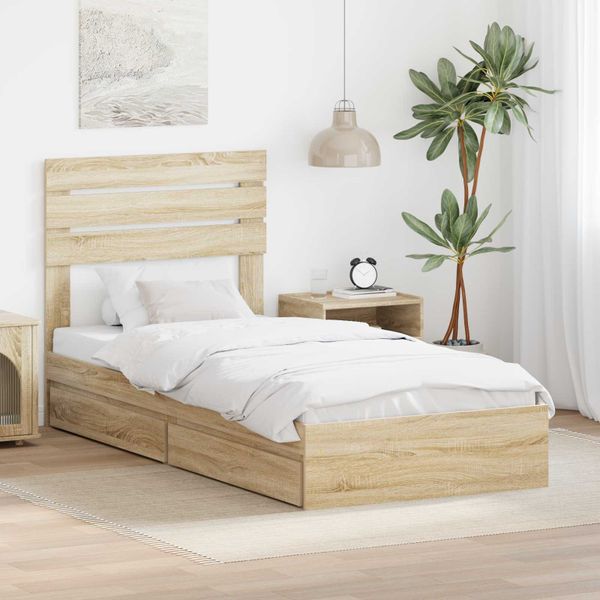 vidaXL Úložná posteľ Sonoma dub 75 x 190 cm Kompozitné drevo