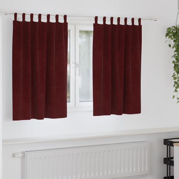 vidaXL Zatemňovacie závesy 2 pcs Víno červené 140 x 140 cm Zamat