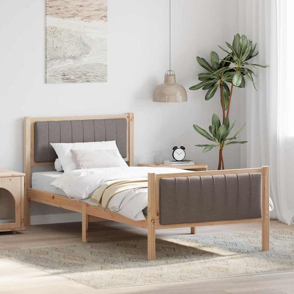 vidaXL Rám postele Hnedá a taupe 90 x 200 cm Borovicový masív