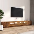 vidaXL 3-dielna súprava TV skriniek s LED dymový dub spracované drevo