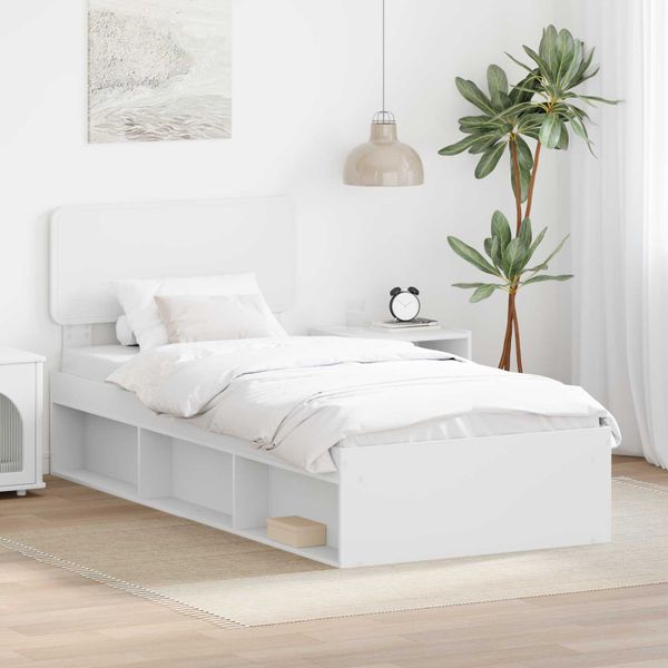 vidaXL Rám postele Biela 75 x 190 cm Masívne borovicové drevo