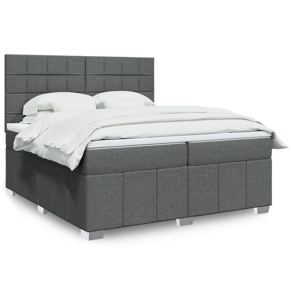 vidaXL Boxspring posteľ s matracom tmavosivá 200x200 cm látka