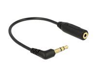 Adaptér slúchadiel - stereo mikro jack so zdierkami (female) na 4 pólový mini jack s kolíkmi (male) uhlový - 17.5 cm - čierna