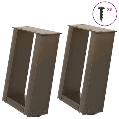 vidaXL Nohy konferenčného stolíka v tvare U, 2 ks, prírodná oceľ, 30 x (30-31) cm, oceľ