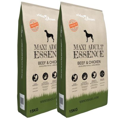 vidaXL Prémiové psie krmivo Maxi Adult Essence Beef & Chicken 2ks 30kg