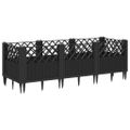 vidaXL Záhradný kvetináč s kolíkmi čierny 123,5x43,5x43,5 cm PP