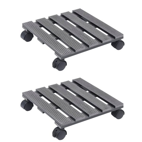 vidaXL Vozíky pod kvetináče 2 ks sivé 30x30x7,5 cm WPC