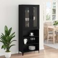 vidaXL Highboard Čierny dub 69,5 x 34 x 180 cm Kompozitné drevo