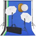 vidaXL Fotografické vybavenie s lampami, dáždnikmi, pozadím a reflektorom